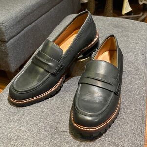 Madewell The Corinne Lugsole Leather Loafer in True black Sz 7.5 Academia Preppy